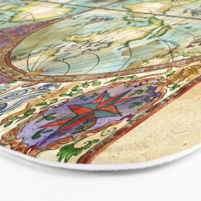 Magical Antique World Map  Bath Mat Gallery Image 3