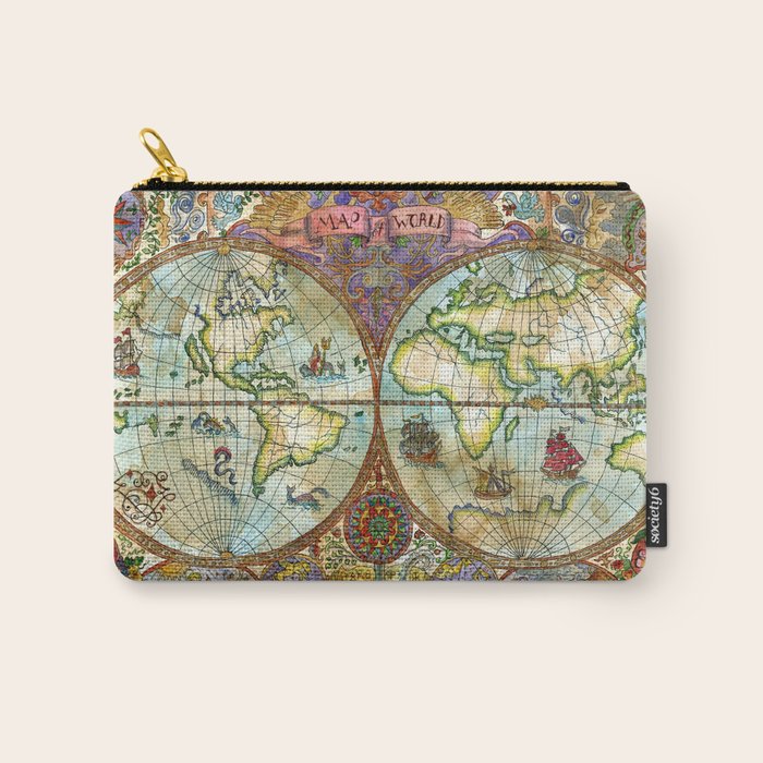 Magical Antique World Map  Carry All Pouch Gallery Image 1