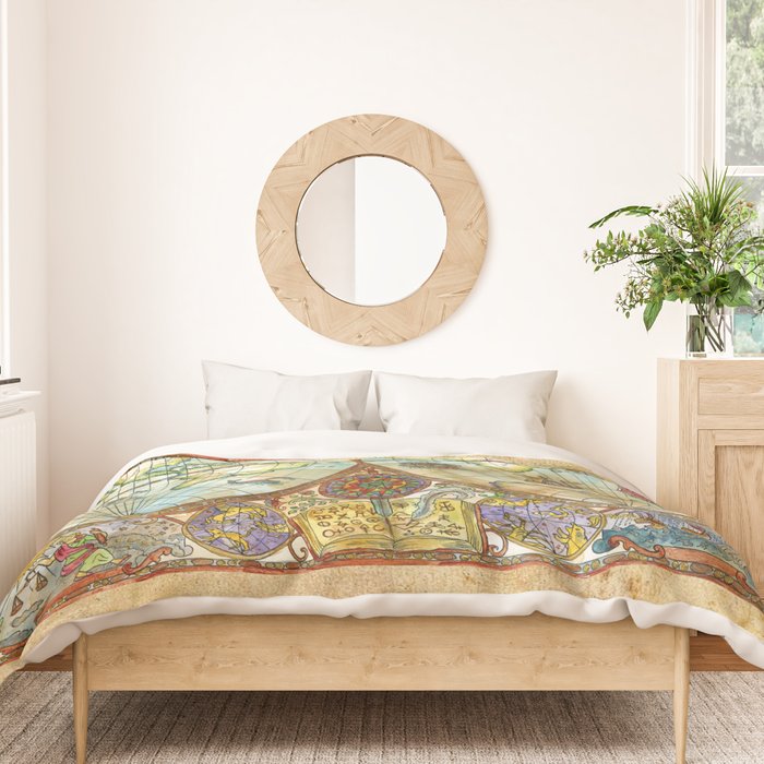 Magical Antique World Map  Duvet Cover Gallery Image 3
