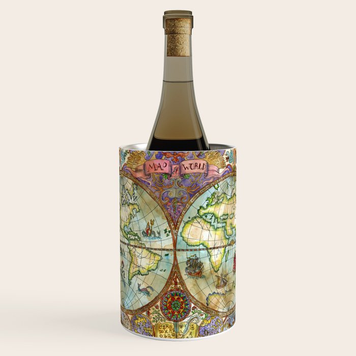 Magical Antique World Map  Wine Chiller Gallery Image 1