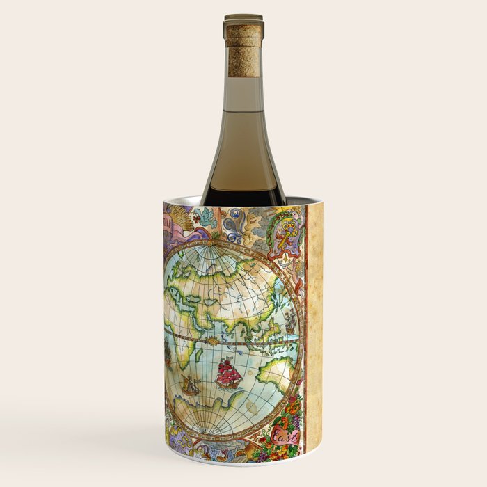 Magical Antique World Map  Wine Chiller Gallery Image 3