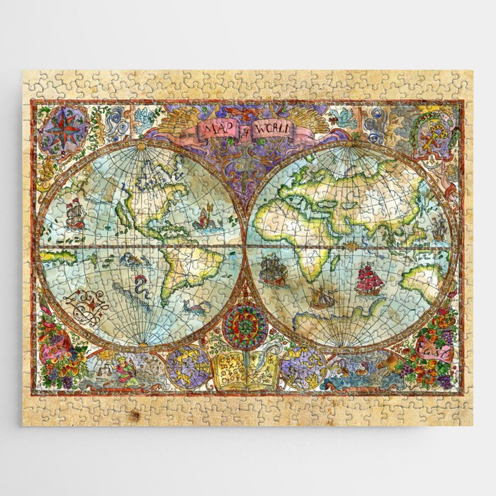 Magical Antique World Map  Jigsaw Puzzle Gallery Image 1