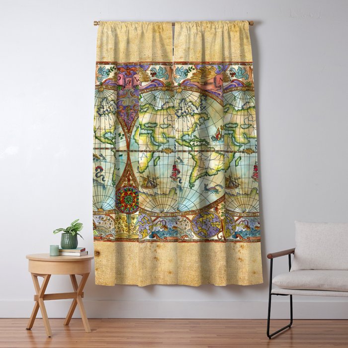 Magical Antique World Map  Window Curtain Gallery Image 5