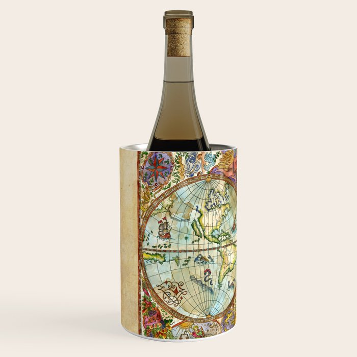 Magical Antique World Map  Wine Chiller Gallery Image 2