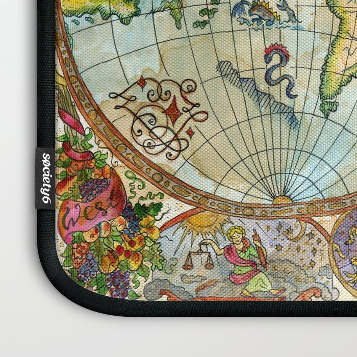 Magical Antique World Map  Laptop Sleeve Gallery Image 3
