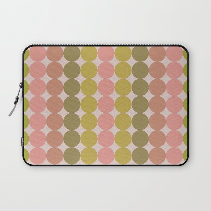 Vintage Pink and Green Mod Dot Stripes Dotty Retro Pattern Laptop Sleeve Gallery Image 1