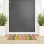 Vintage Pink and Green Mod Dot Stripes Dotty Retro Pattern Welcome Mat Gallery Image 3