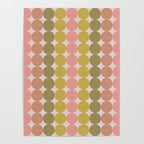 Vintage Pink and Green Mod Dot Stripes Dotty Retro Pattern Poster Gallery Image 4