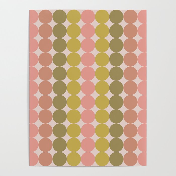 Vintage Pink and Green Mod Dot Stripes Dotty Retro Pattern Poster Gallery Image 4