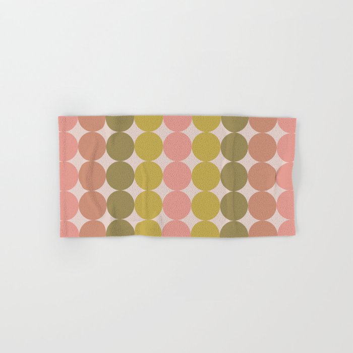 Vintage Pink and Green Mod Dot Stripes Dotty Retro Pattern Bath Towel Gallery Image 1