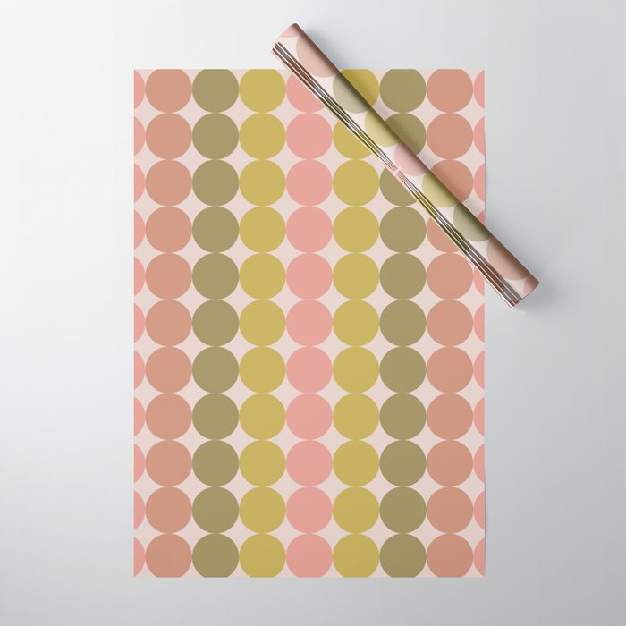 Vintage Pink and Green Mod Dot Stripes Dotty Retro Pattern Wrapping Paper Gallery Image 1