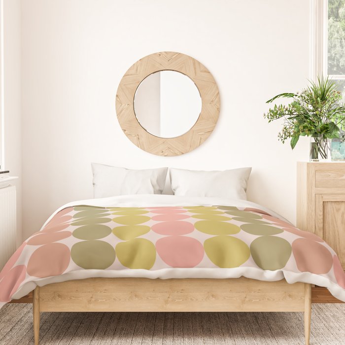 Vintage Pink and Green Mod Dot Stripes Dotty Retro Pattern Duvet Cover Gallery Image 3