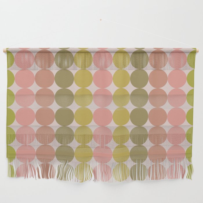 Vintage Pink and Green Mod Dot Stripes Dotty Retro Pattern Wall Hanging Gallery Image 1