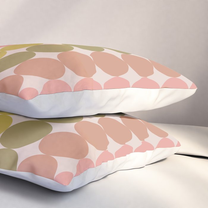 Vintage Pink and Green Mod Dot Stripes Dotty Retro Pattern Pillow Sham Gallery Image 3