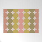 Vintage Pink and Green Mod Dot Stripes Dotty Retro Pattern Welcome Mat Gallery Image 1