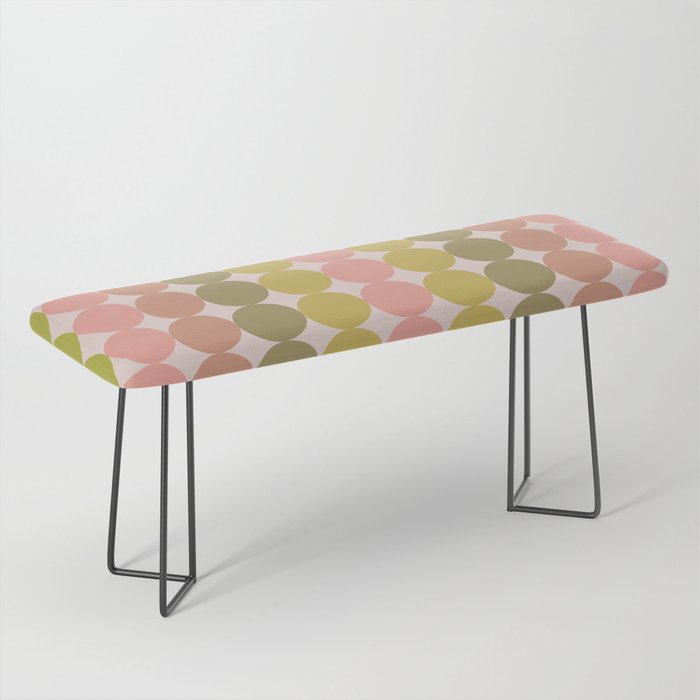 Vintage Pink and Green Mod Dot Stripes Dotty Retro Pattern Bench Gallery Image 1