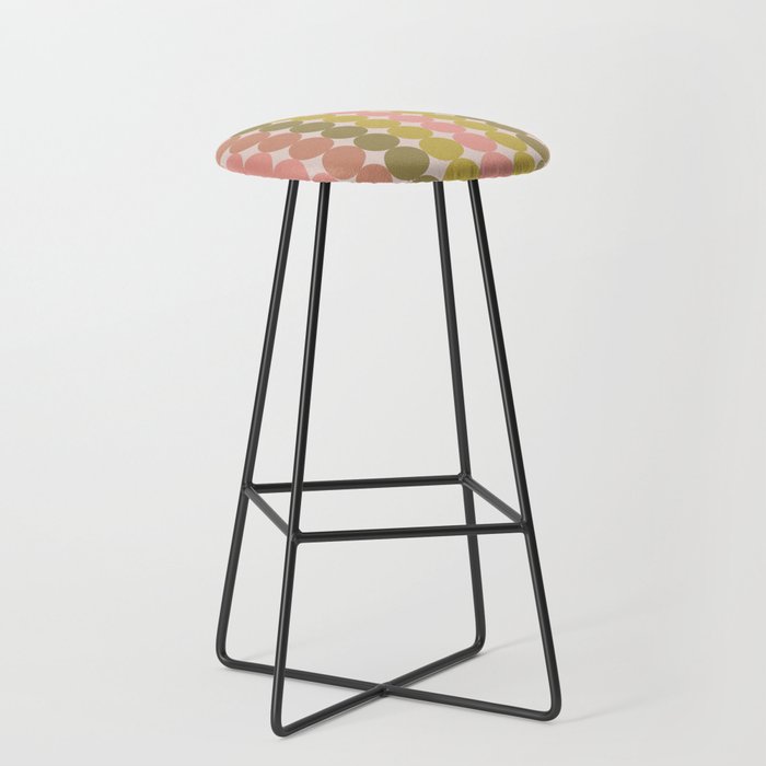 Vintage Pink and Green Mod Dot Stripes Dotty Retro Pattern Stool Gallery Image 1