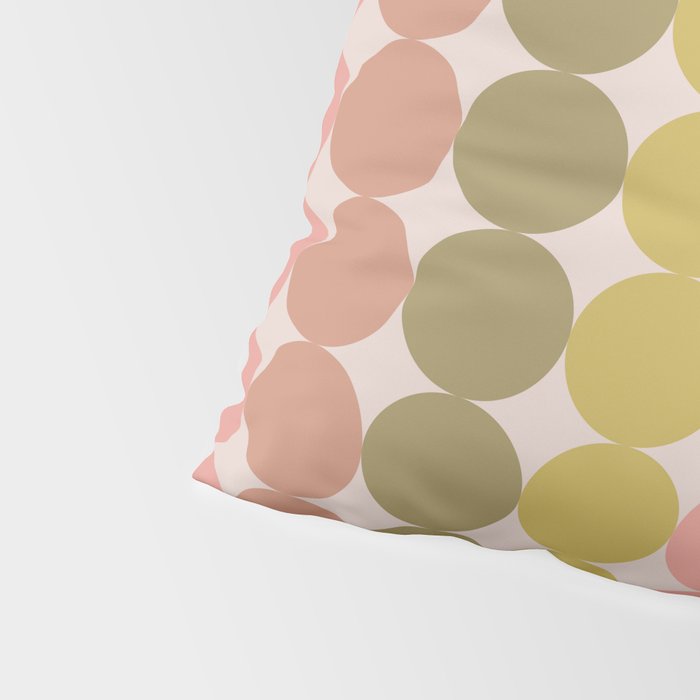 Vintage Pink and Green Mod Dot Stripes Dotty Retro Pattern Pillow Sham Gallery Image 4