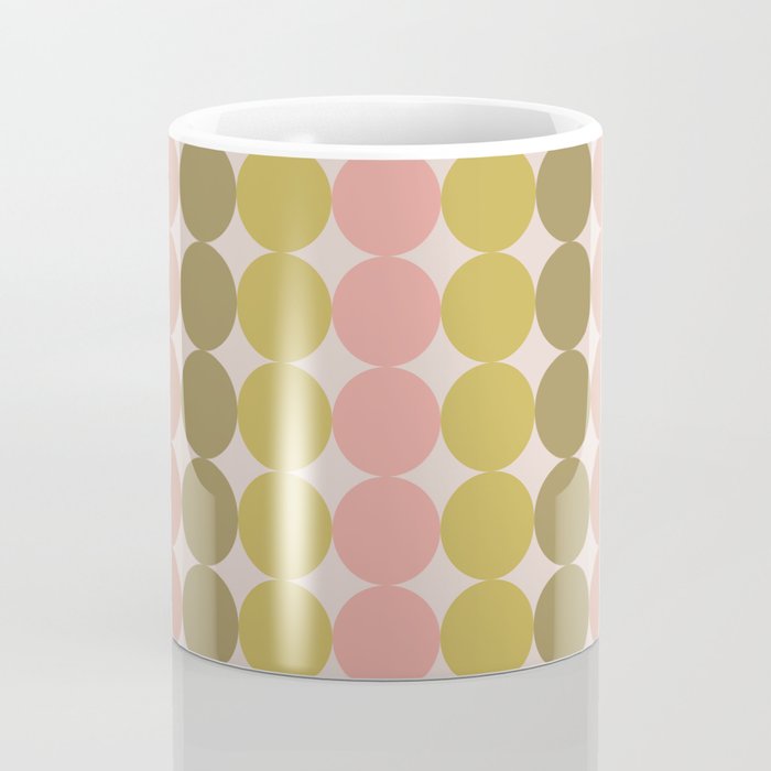 Vintage Pink and Green Mod Dot Stripes Dotty Retro Pattern Coffee Mug Gallery Image 4