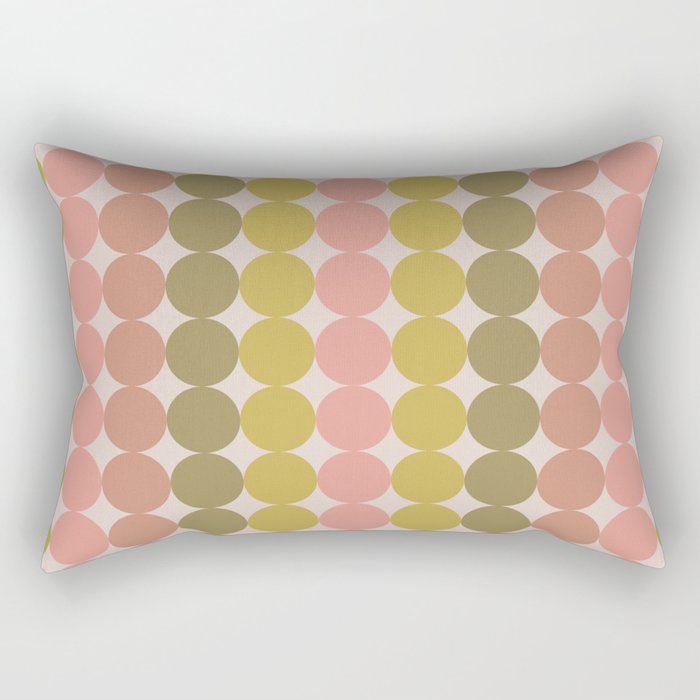 Vintage Pink and Green Mod Dot Stripes Dotty Retro Pattern Rectangular Pillow Gallery Image 1