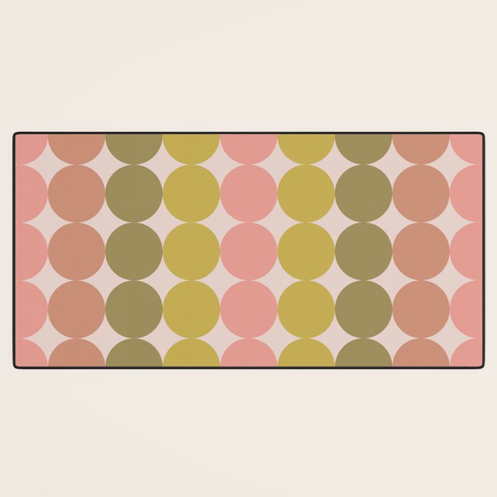 Vintage Pink and Green Mod Dot Stripes Dotty Retro Pattern Desk Mat Gallery Image 3
