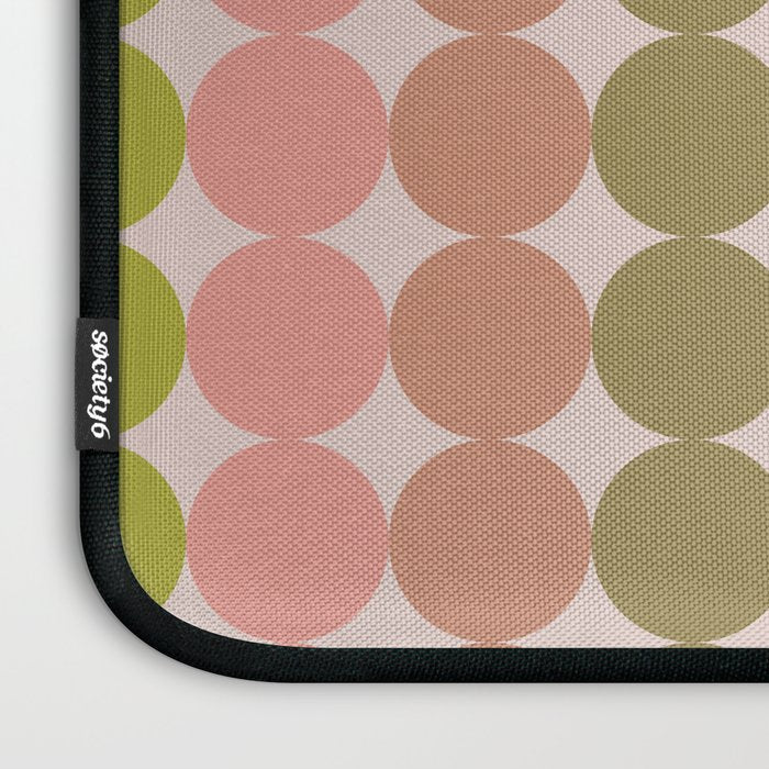 Vintage Pink and Green Mod Dot Stripes Dotty Retro Pattern Laptop Sleeve Gallery Image 3