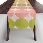 Vintage Pink and Green Mod Dot Stripes Dotty Retro Pattern Table Runner Gallery Image 1