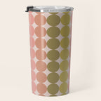 Vintage Pink and Green Mod Dot Stripes Dotty Retro Pattern Travel Mug Gallery Image 3