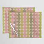 Vintage Pink and Green Mod Dot Stripes Dotty Retro Pattern Placemat Gallery Image 1