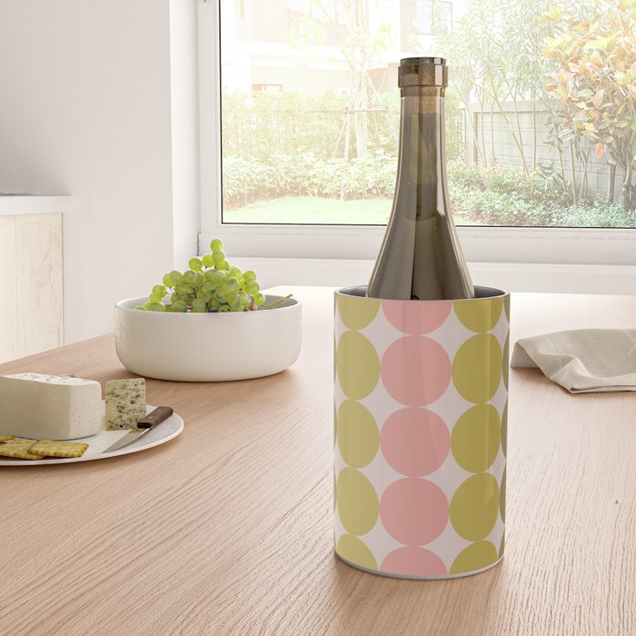 Vintage Pink and Green Mod Dot Stripes Dotty Retro Pattern Wine Chiller Gallery Image 4