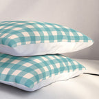 Gingham Check Pattern in Teal Cream Pillow Sham Gallery Image 3