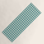 Gingham Check Pattern in Teal Cream Yoga Mat Gallery Image 1