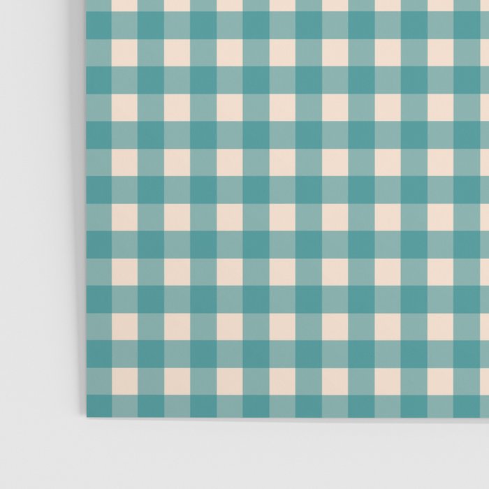 Gingham Check Pattern in Teal Cream Poster Gallery Image 3