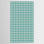 Gingham Check Pattern in Teal Cream Tablecloth Gallery Image 2