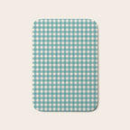 Gingham Check Pattern in Teal Cream Bath Mat Gallery Image 1