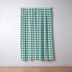 Gingham Check Pattern in Teal Cream Window Curtain Gallery Image 3