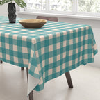 Gingham Check Pattern in Teal Cream Tablecloth Gallery Image 3