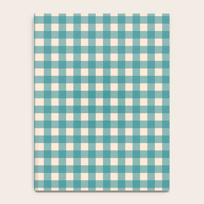 Gingham Check Pattern in Teal Cream Notebook Gallery Image 4