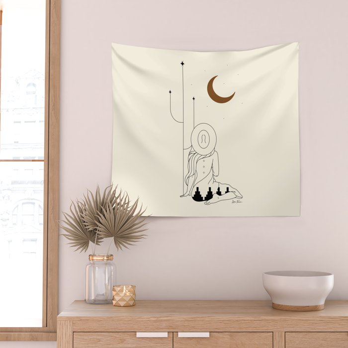 Talking to the Moon - Rustic Wall Tapestry Gallery Image 2