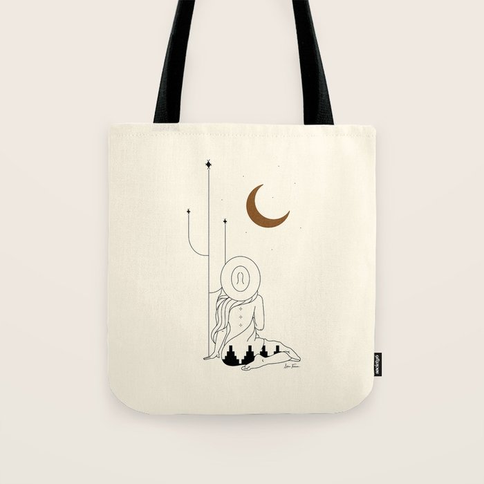 Talking to the Moon - Rustic Tote Bag Gallery Image 1