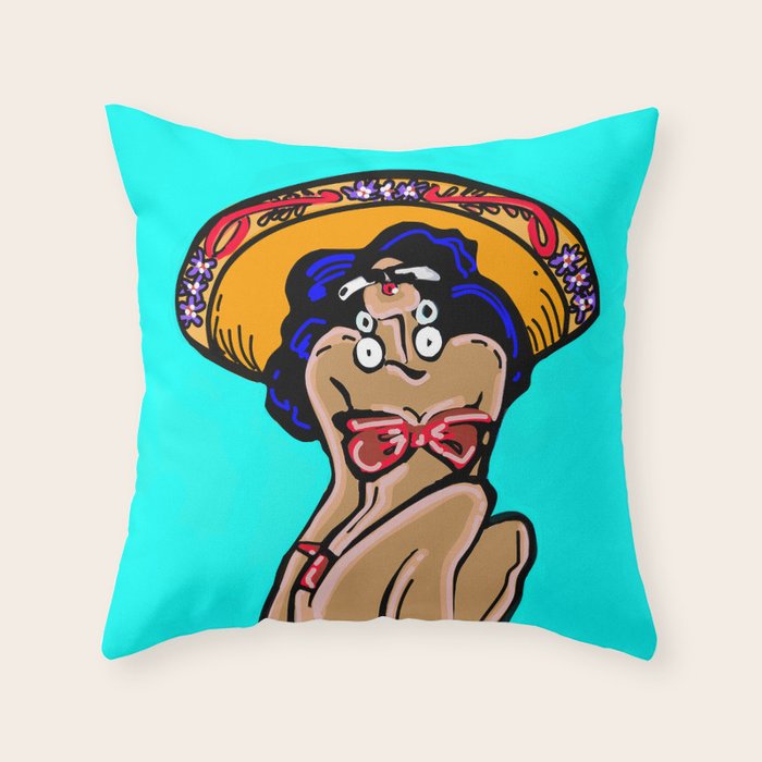 Summer Time Sombrero Throw Pillow Gallery Image 1