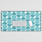 Mid Century Modern Geometric Shapes Aqua Blue Desk Mat Gallery Image 1