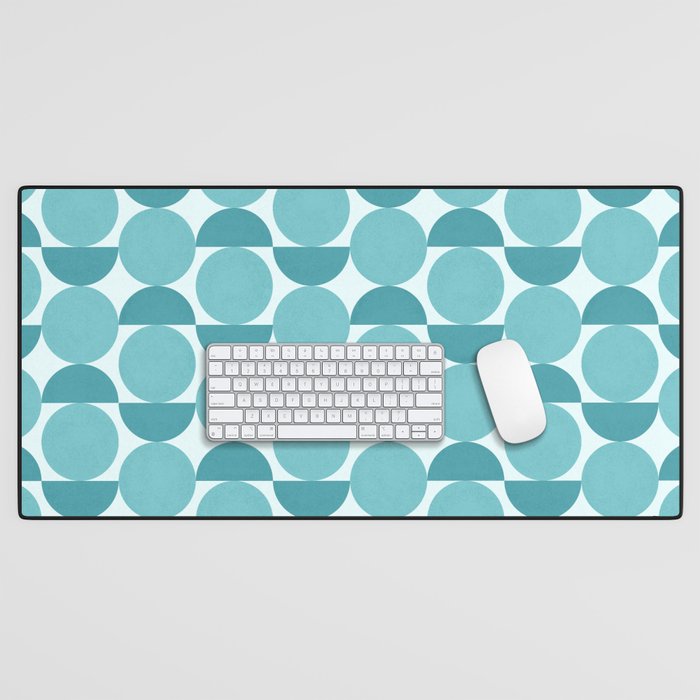 Mid Century Modern Geometric Shapes Aqua Blue Desk Mat Gallery Image 1