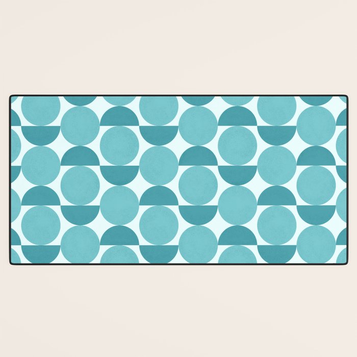 Mid Century Modern Geometric Shapes Aqua Blue Desk Mat Gallery Image 3