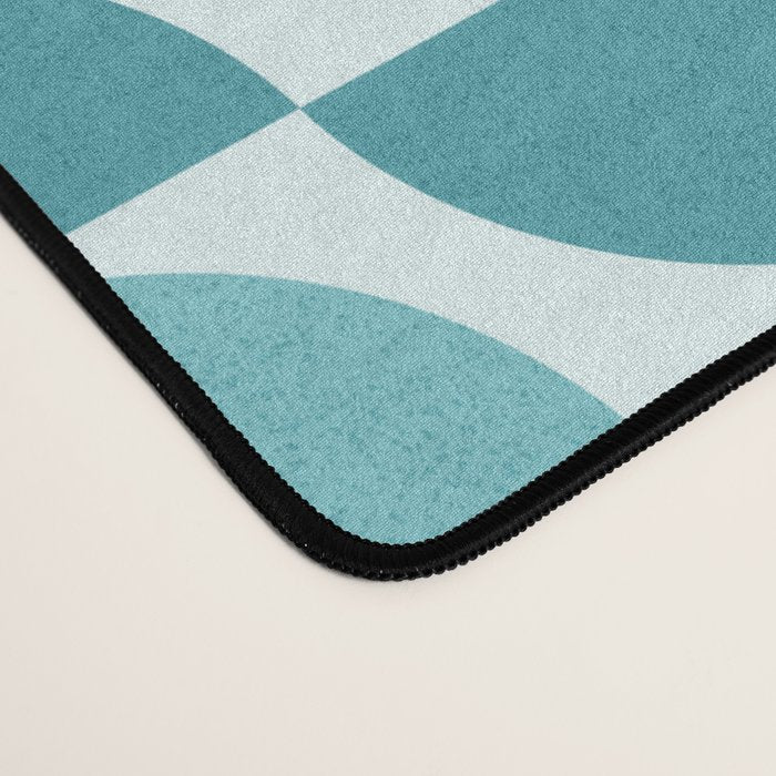 Mid Century Modern Geometric Shapes Aqua Blue Desk Mat Gallery Image 4