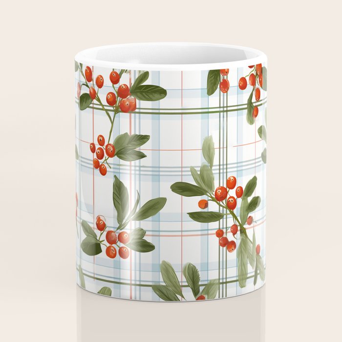 Festive Berries on Tartan Coffee Mug Gallery Image 4