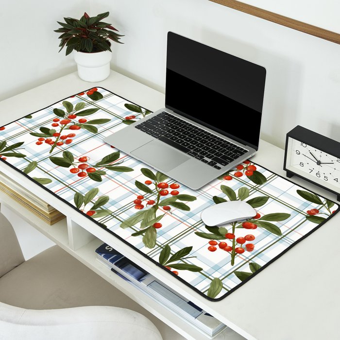 Festive Berries on Tartan Desk Mat Gallery Image 2
