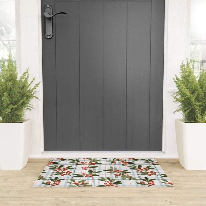Festive Berries on Tartan Welcome Mat Gallery Image 3