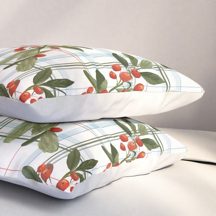 Festive Berries on Tartan Pillow Sham Gallery Image 3