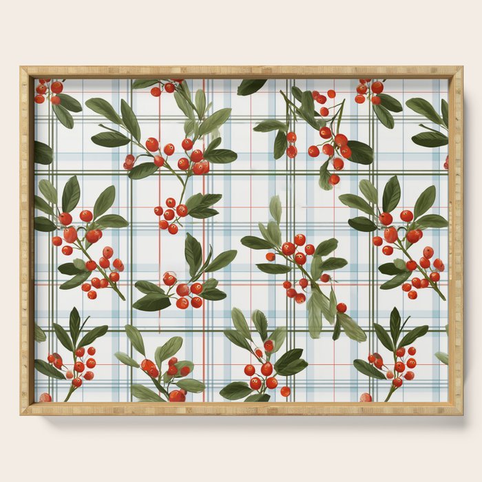Festive Berries on Tartan Serving Tray Gallery Image 1